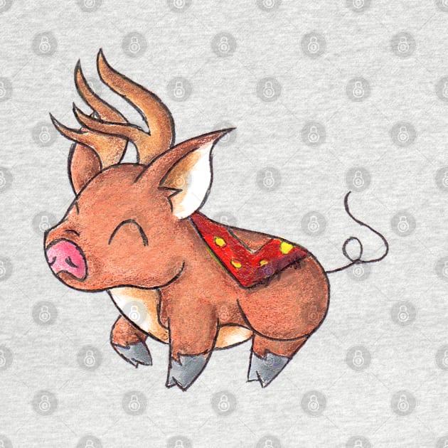 Reindeer Piggy by KristenOKeefeArt